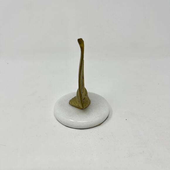 VTG MCM Brass Sailboat White Marble Base Paperweight Figurine Sailing Preppy - Picture 5 of 7